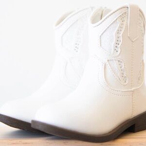 SweetHoney White Kids Butterfly Western Boots Size 10